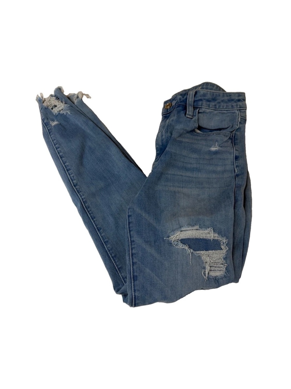 American Eagle Women’s Size 6 Super Hi Rise Jegging Jeans Distress Stretch #4323